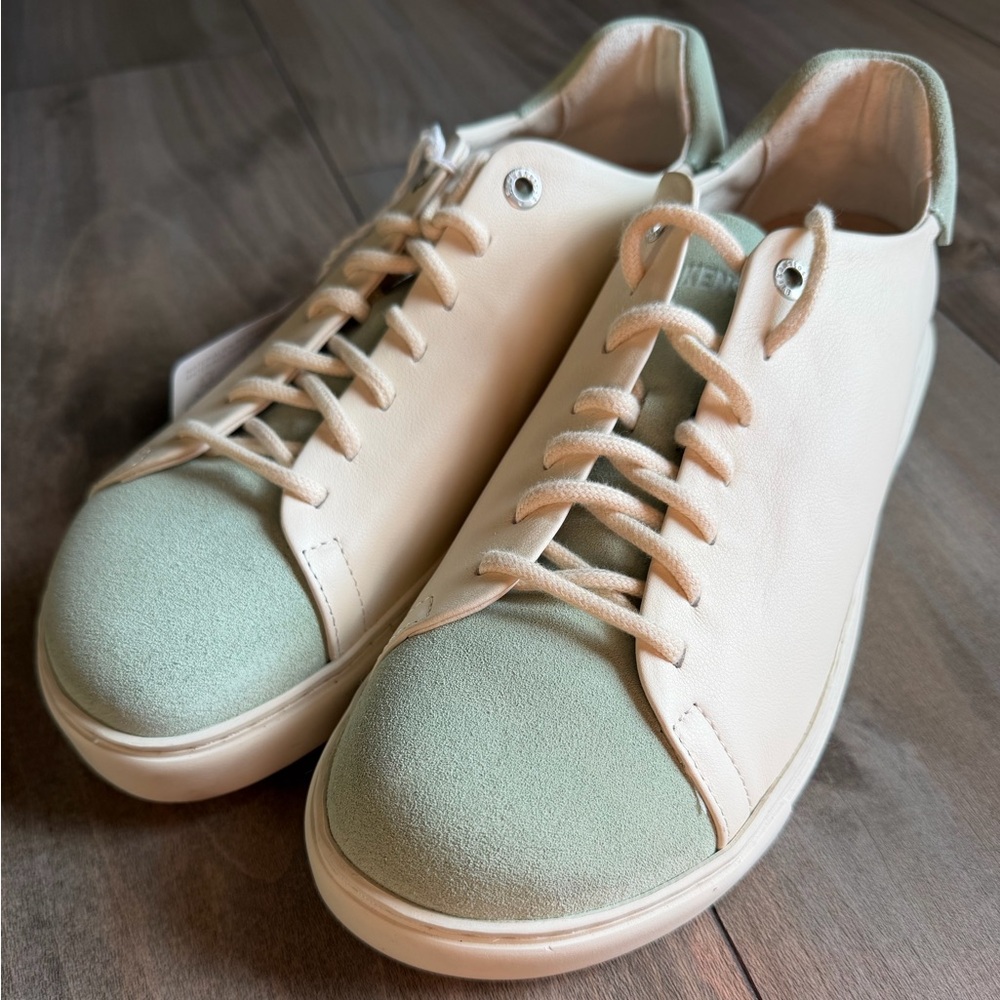 Birkenstock Bend Low Leather & Suede Sneakers - Matcha/Eggshell - Size 9